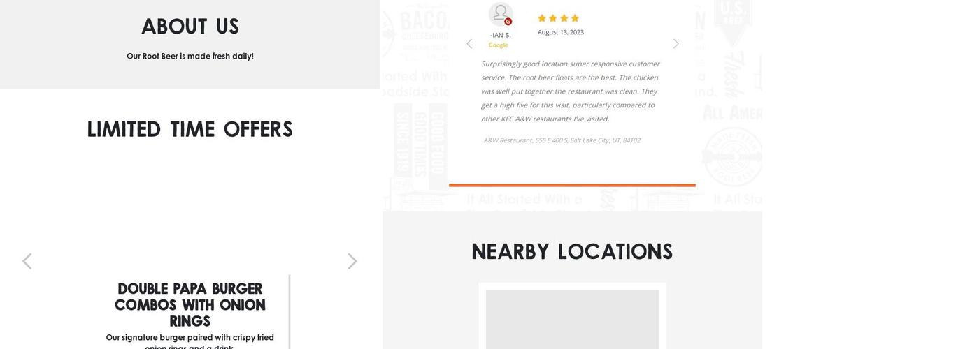 A&W Restaurant Menu