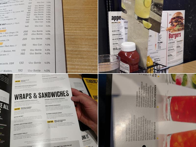 Buffalo Wild Wings Menu