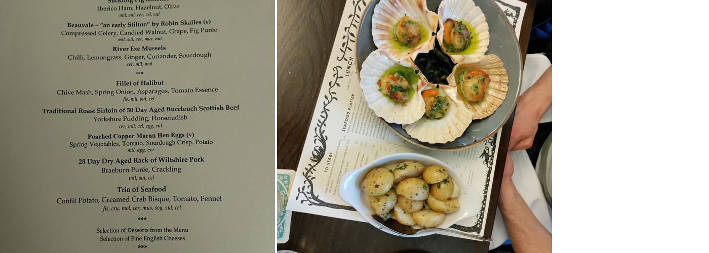 The Oak Room at Tylney Hall Menu