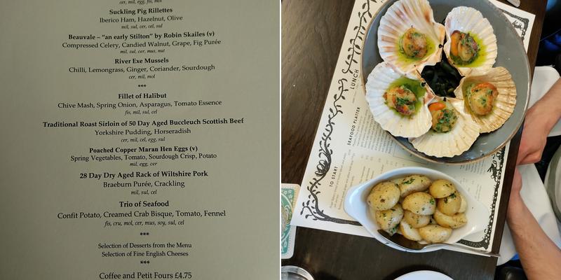 The Oak Room at Tylney Hall Menu