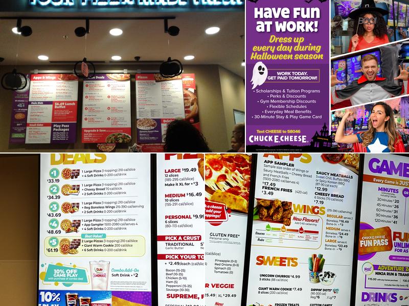 Chuck E. Cheese Menu