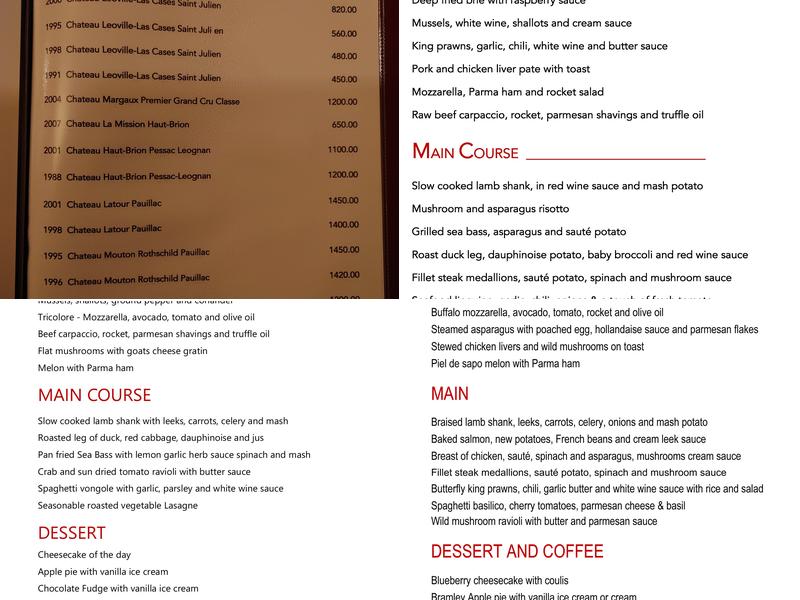 Pazzia Sunninghill Menu