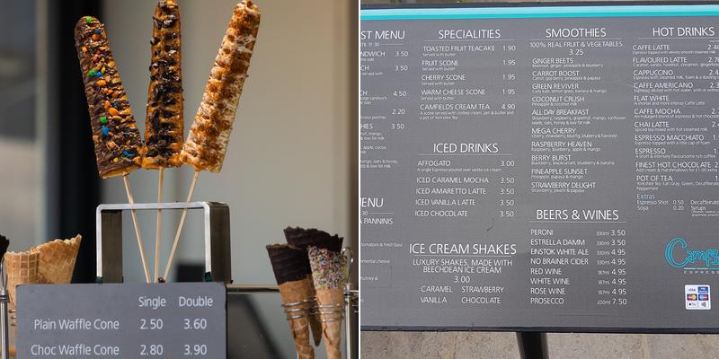 Camfields Espresso & Juice Bar Menu