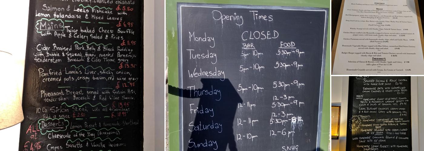 The Badger Hounds Menu