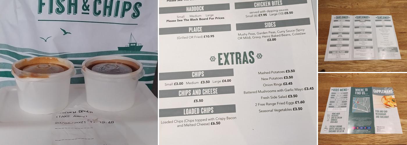 Capplemans Fish and Chips Menu