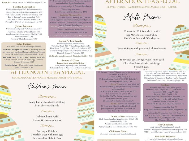 Botham's of Whitby ~ Pickering Menu