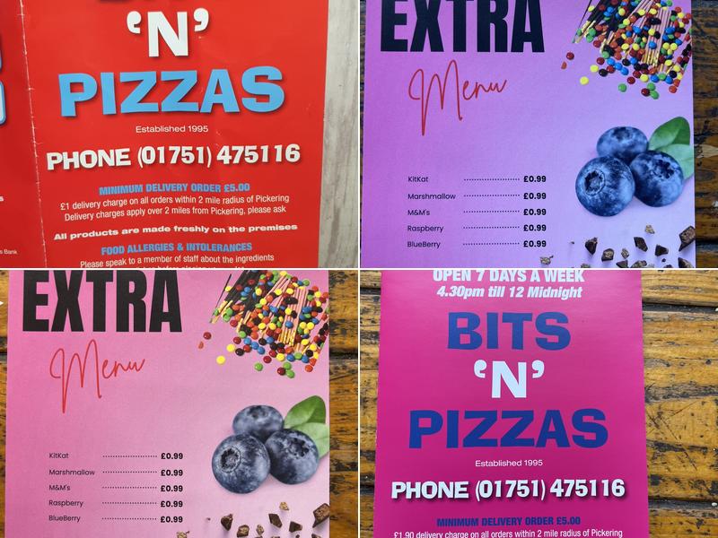 Bits N Pizzas Menu