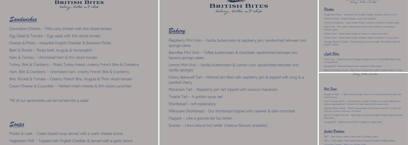 British Bites Menu