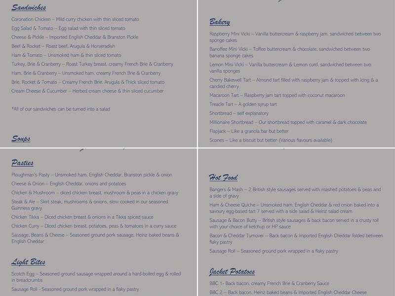 British Bites Menu