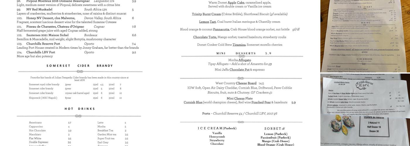 Crab House Café Menu