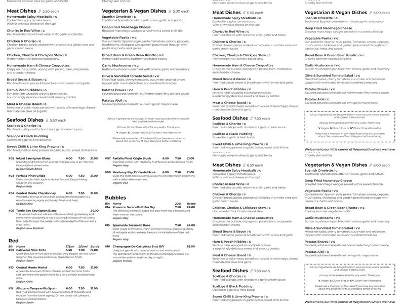 The Crows Nest In The Square Menu