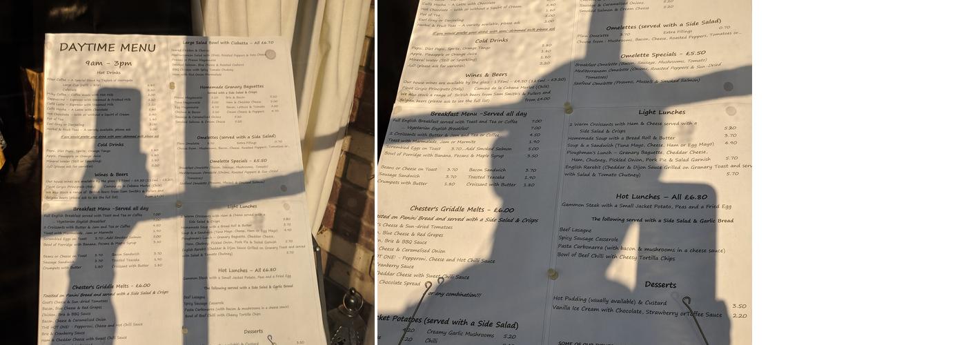 Chesters Menu