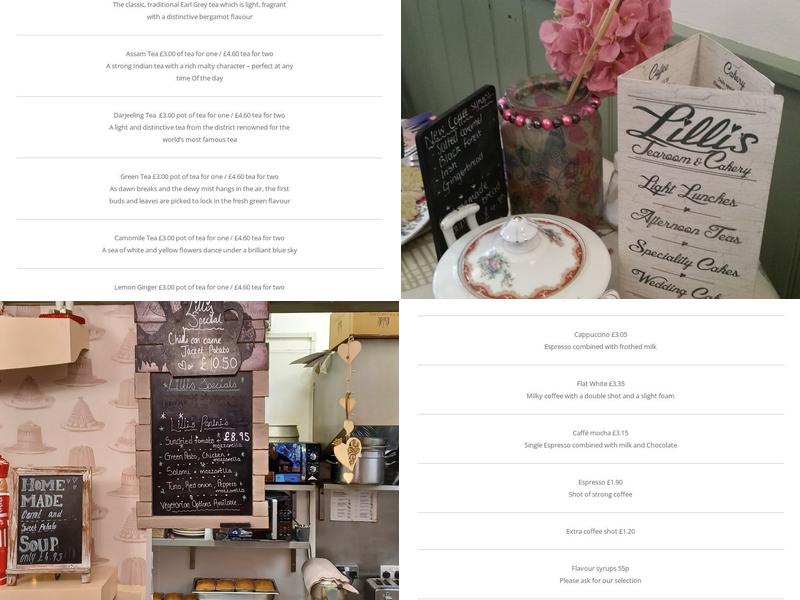 lillis tearoom Menu