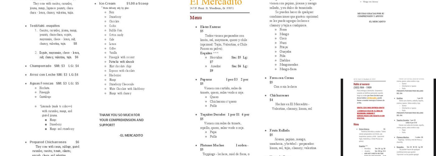 El Mercadito Menu