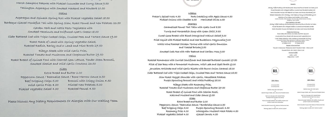 The Red Lion Menu