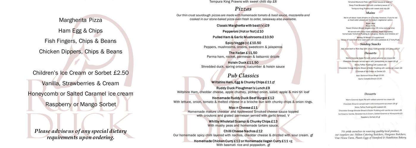The Ruddy Duck Menu