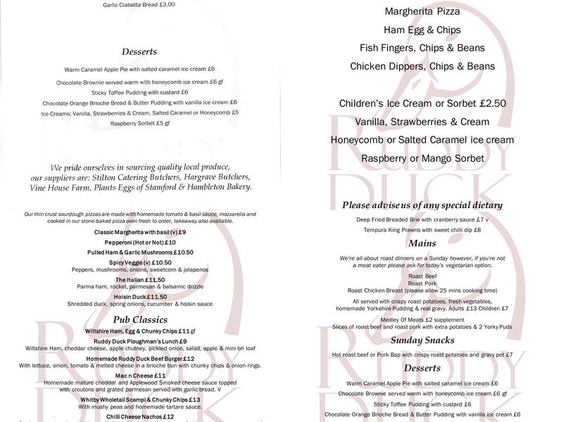 The Ruddy Duck Menu