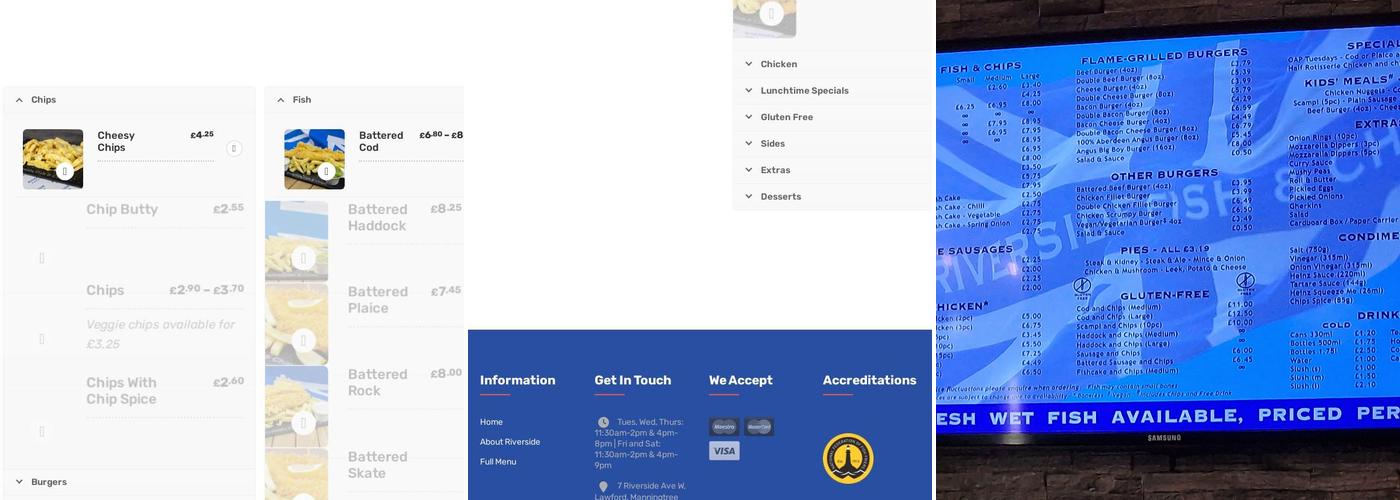 Riverside Fish and Chips Menu