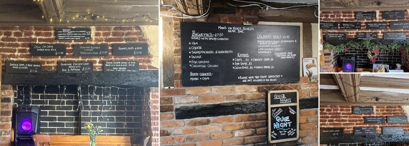 White Horse Tattingstone Menu