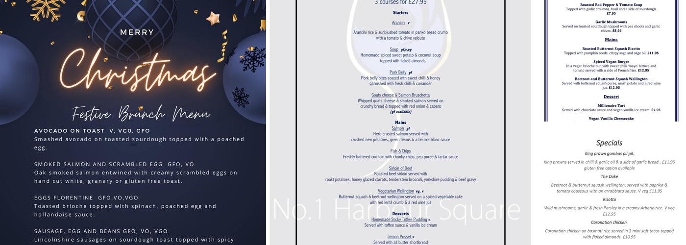 No 1 Harbour Square. eat.drink.relax Menu