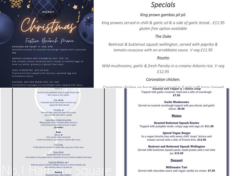 No 1 Harbour Square. eat.drink.relax Menu