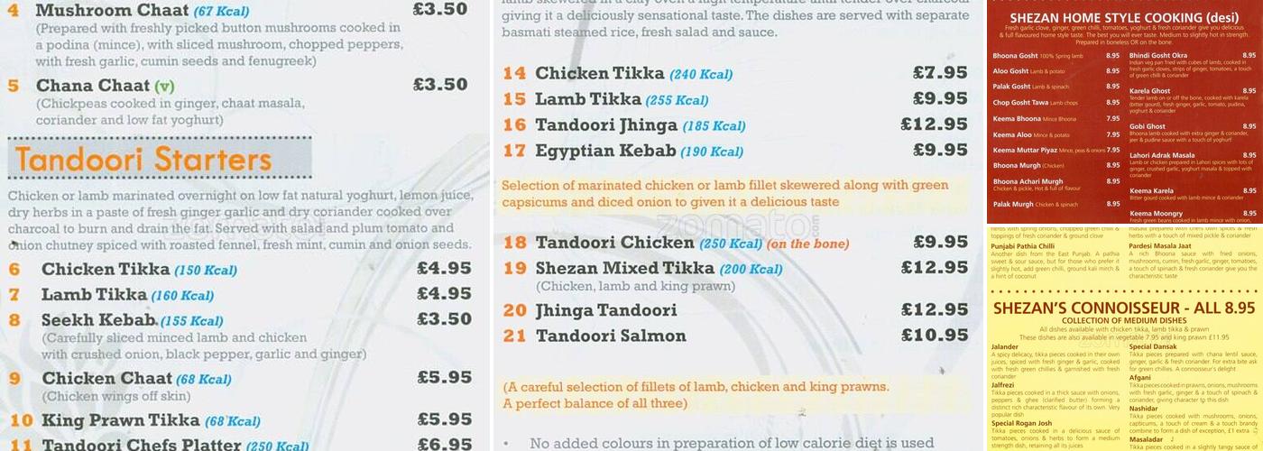 Shezan Tandoori Menu