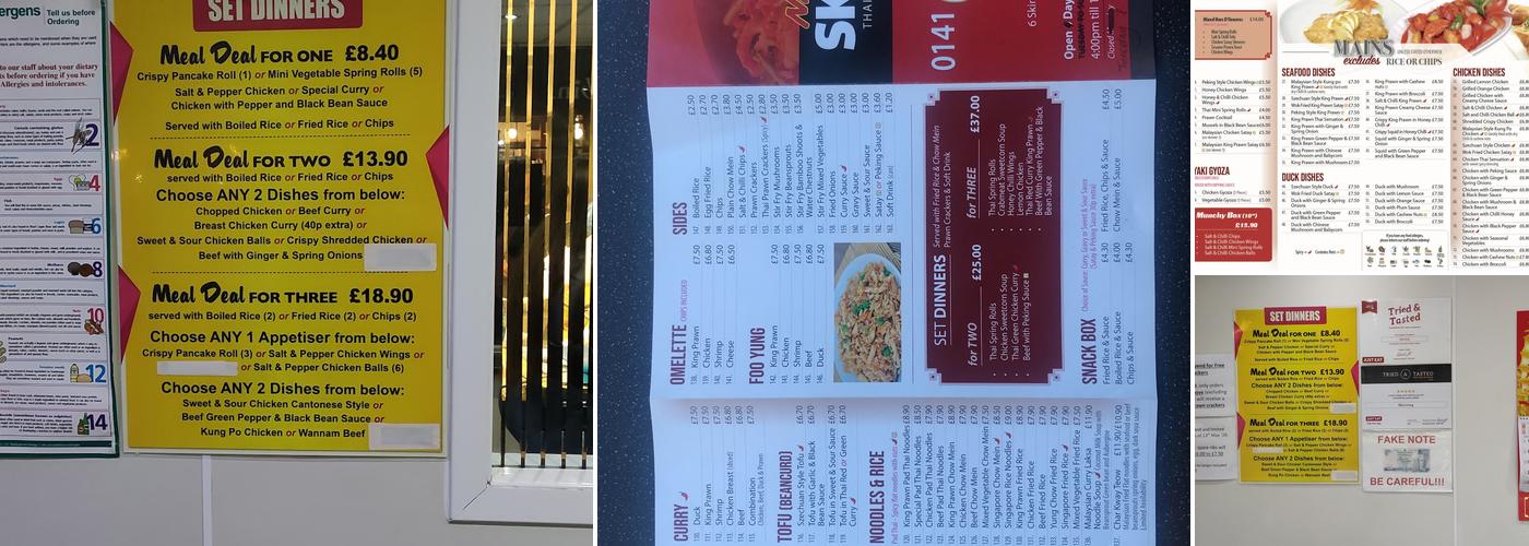 New Skirving Chinese Take Away Menu