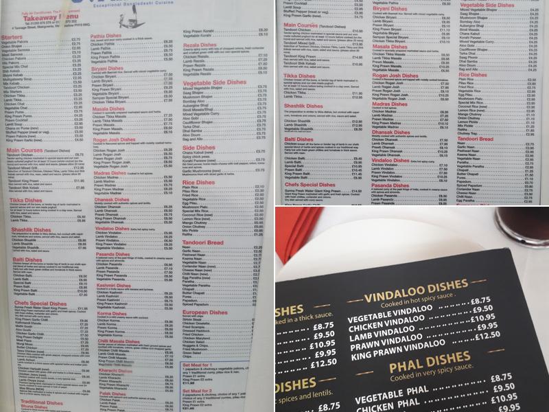 Sampan indian restaurant Menu