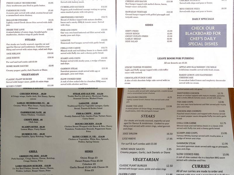 Lord Nelson Inn Menu