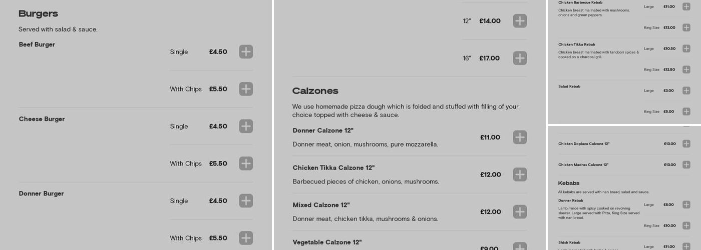 Kebab King Menu