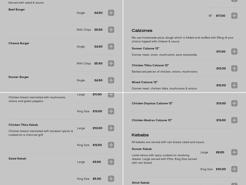 Kebab King Menu