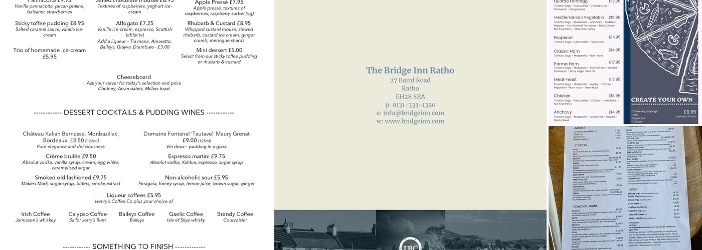 The Bridge Inn Menu