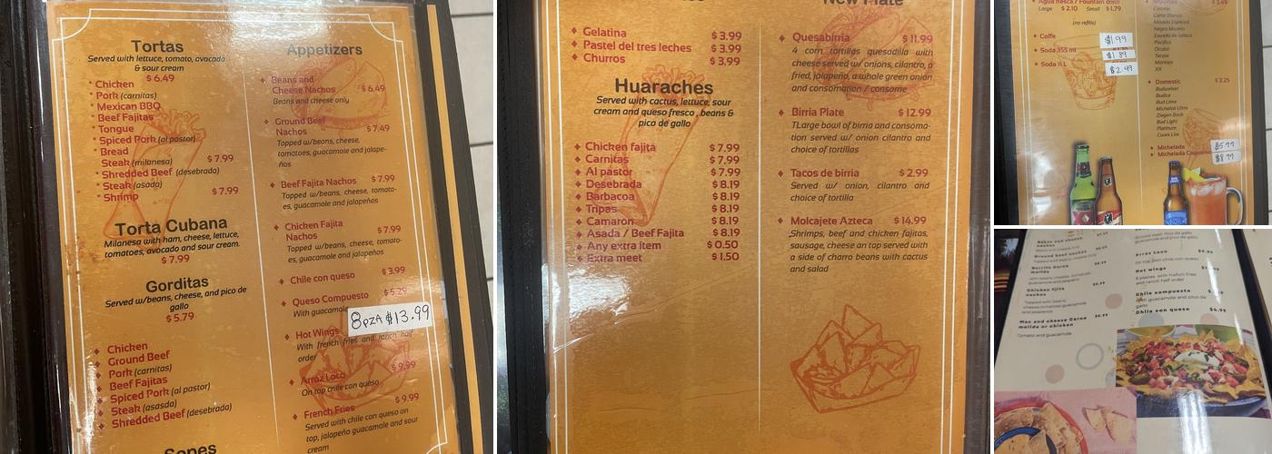 La Tapatia Menu