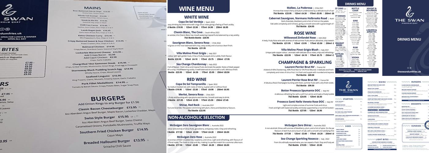 The Swan - Kingholm Quay Menu