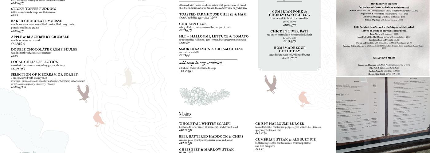 Ravenstone Manor Hotel Menu