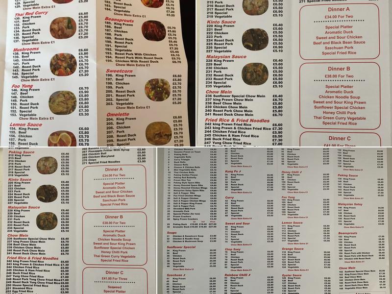 Sunflower Garden Menu