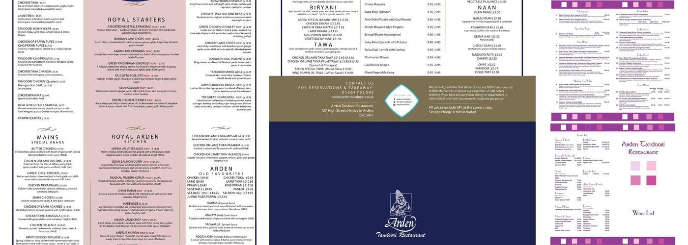 Arden Tandoori Menu