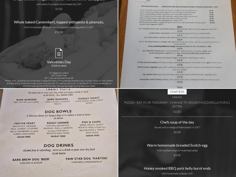 Tom O' The Wood Menu