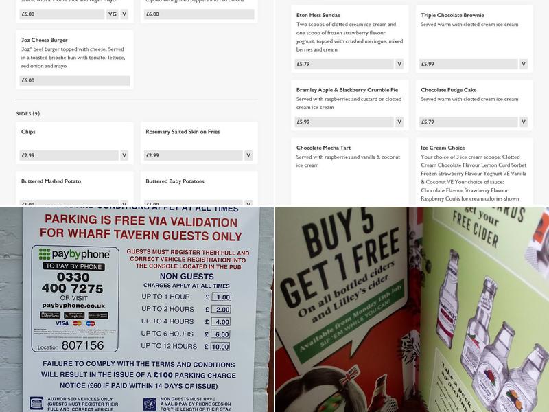 Wharf Tavern Menu