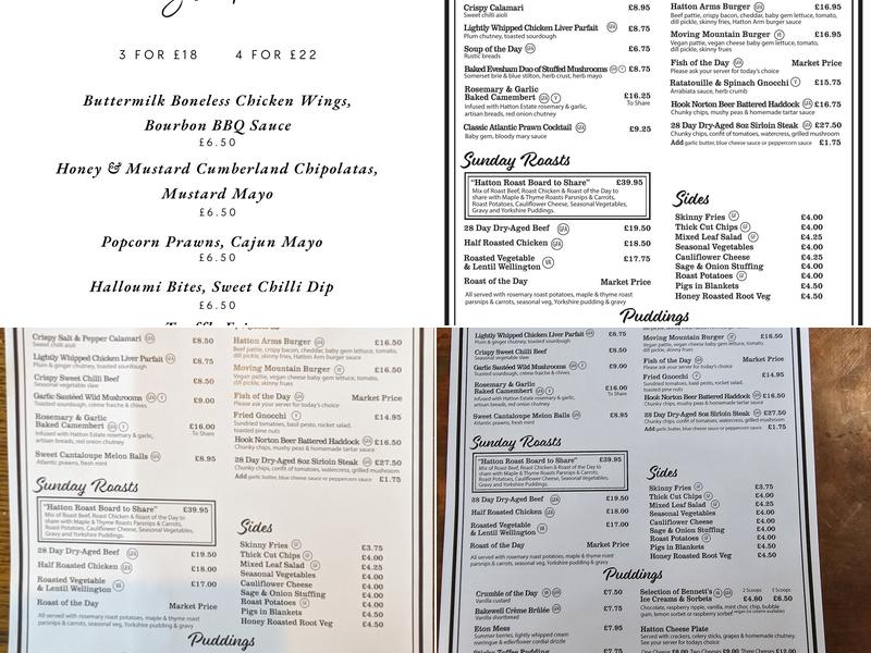 The Hatton Arms Menu