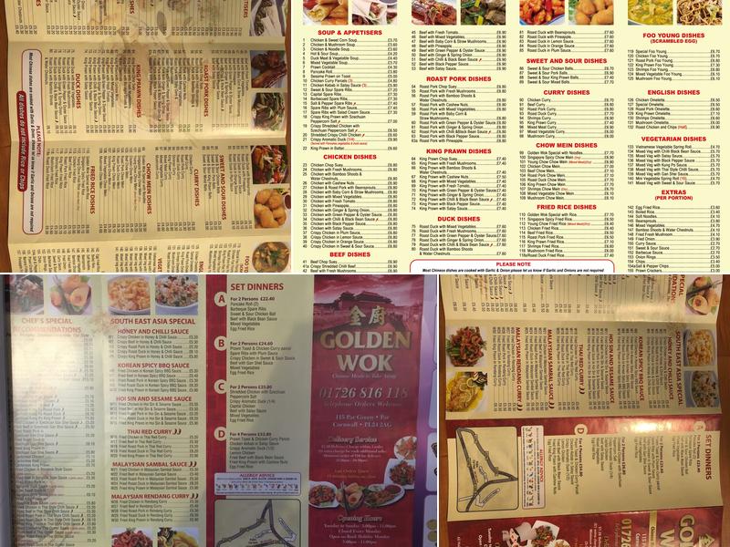 The Golden Wok Menu