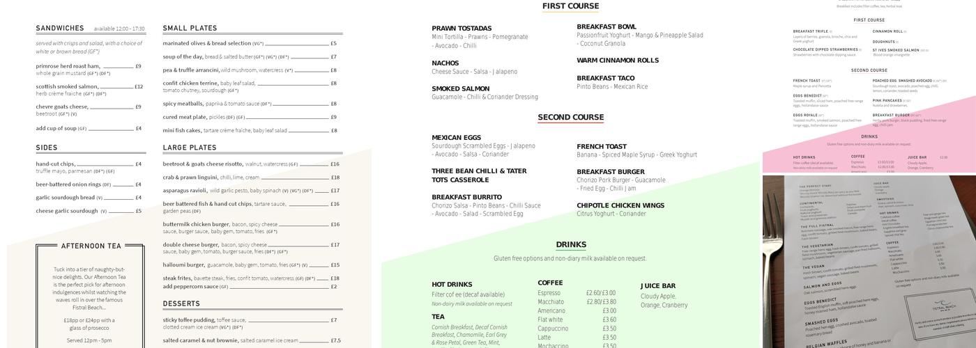 Fistral Beach Hotel and Spa Menu