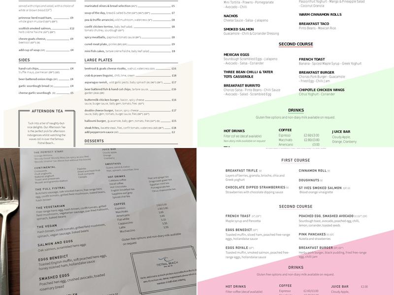 Fistral Beach Hotel and Spa Menu
