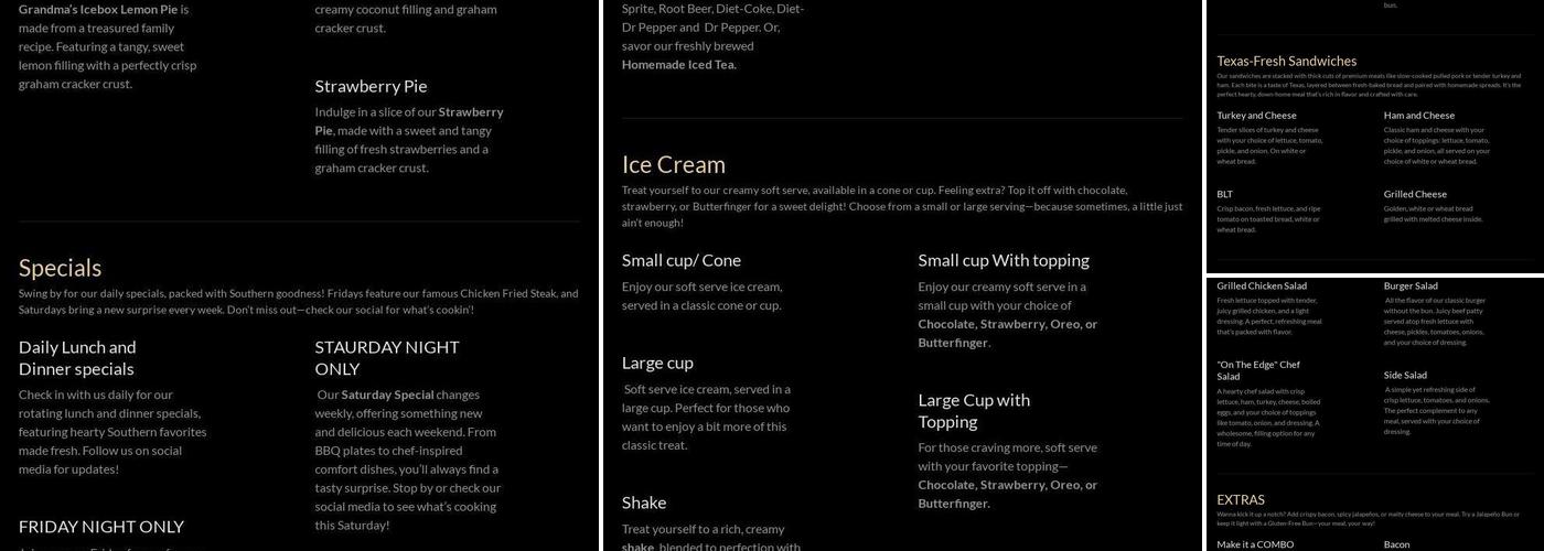 Edge General Store Menu