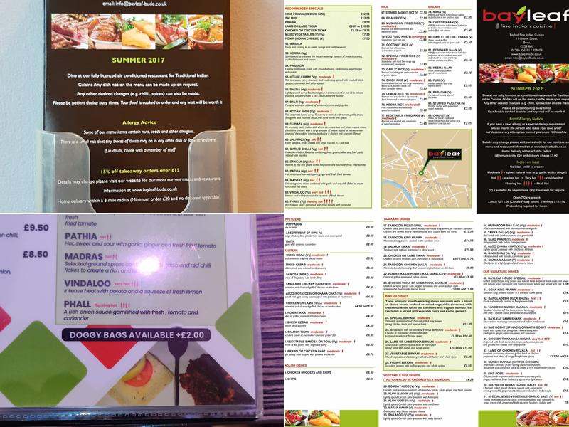 Bayleaf Fine Indian Cuisine Menu