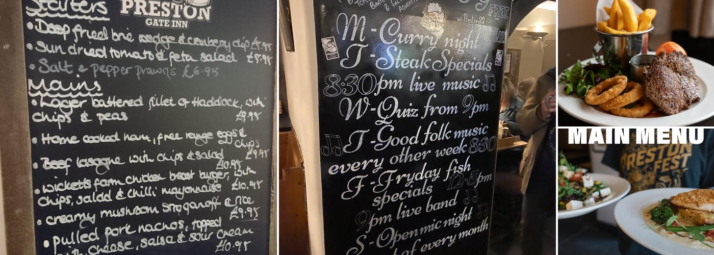 The Preston Gate Inn Menu