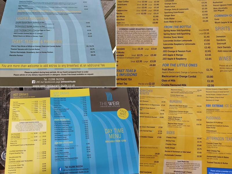 The Weir Bistro Menu