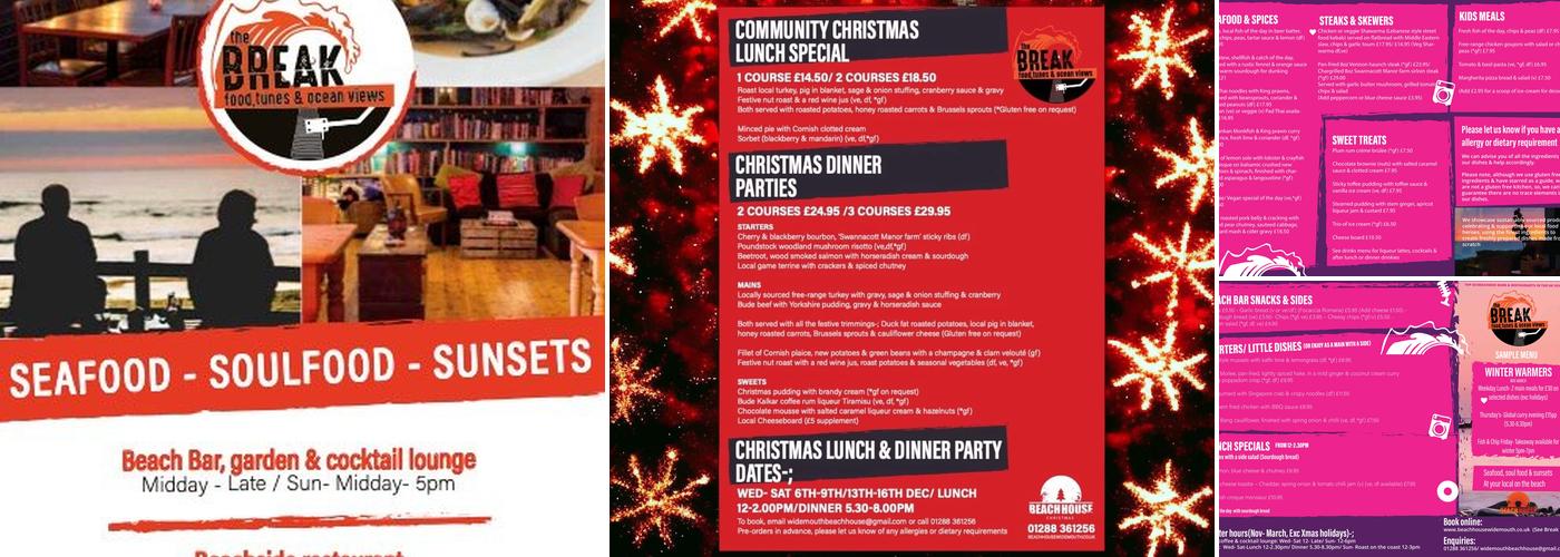 Beach House B&B & The Break Bar Menu