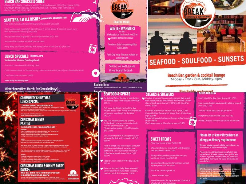 Beach House B&B & The Break Bar Menu