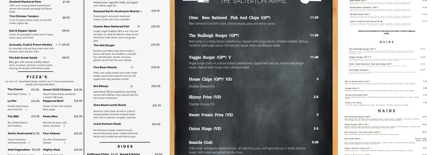 The Salterton Arms Menu